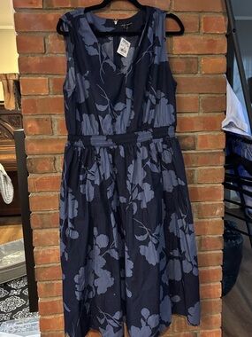 Lane Bryant Navy Floral Print Dress with Pockets